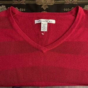 NWOT KENNETH COLE Muted Wide Stripe V-Neck Sweater